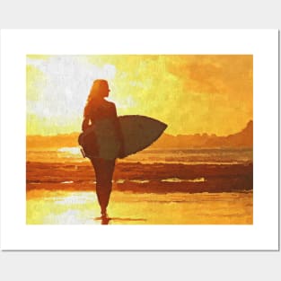 Surfer girl Posters and Art